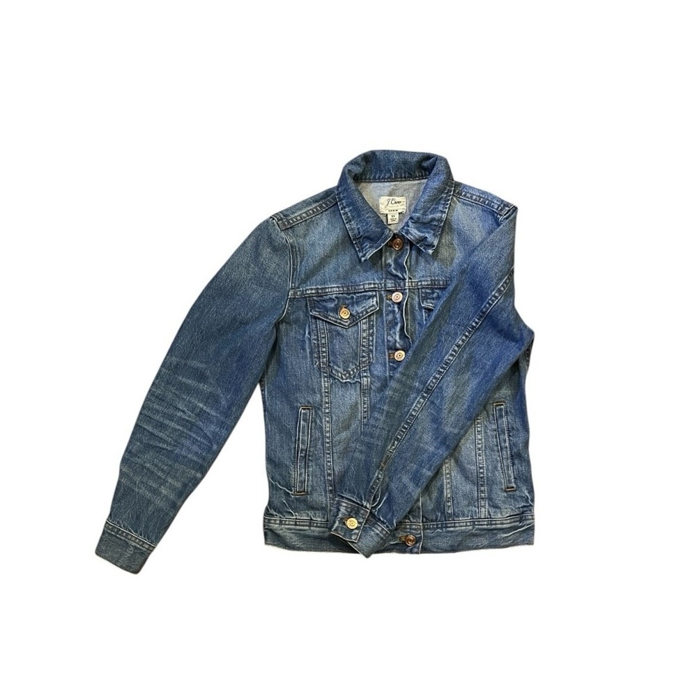 J. Crew‎ Classic Denim Jacket Copper Buttons Newton Wash G0491 Women's Size XS